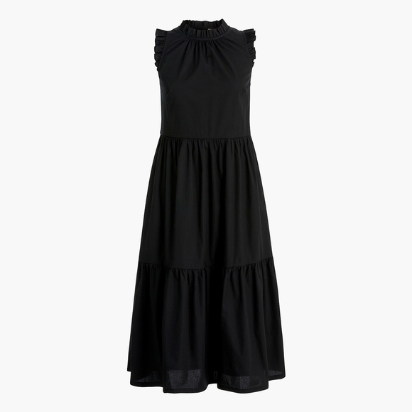 J.Crew Factory Black Tiered Ruffle Midi Dress – Women’s 10 - Picture 11 of 11
